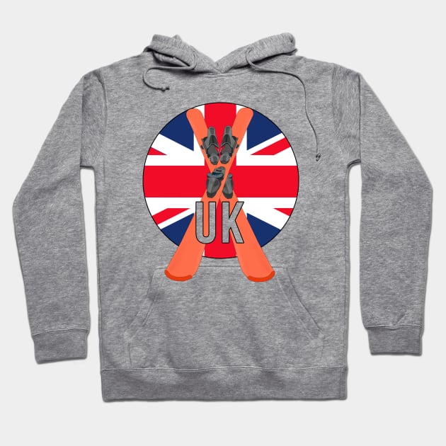 Cool Ski Flag of UK Hoodie by DiegoCarvalho